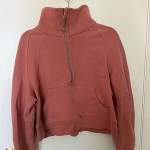 Lululemon Half-zip Scuba in Coral, Size 4